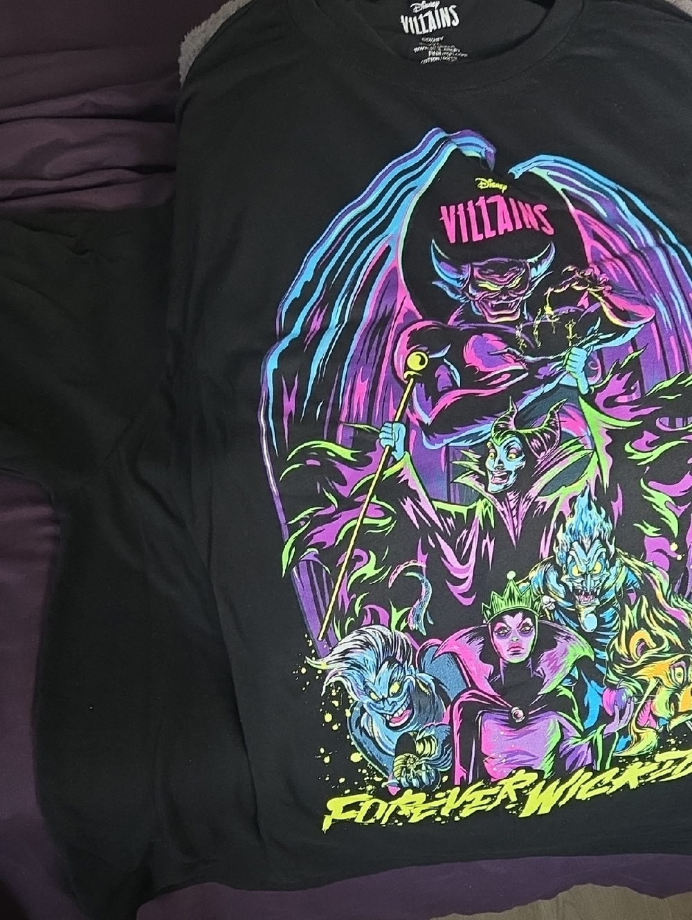 Disney Neon Villains Graphic Tee - Black, Purple, Pink, Blue, Green